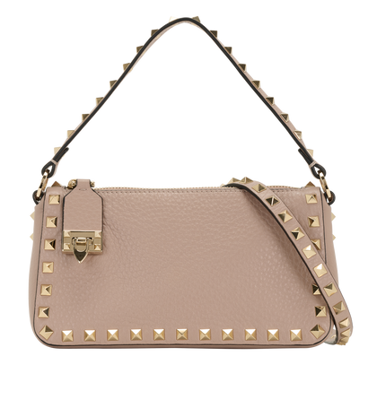 Rockstud Small Shoulder, &pound;650, Handbags, Pink, Leather, Front view
